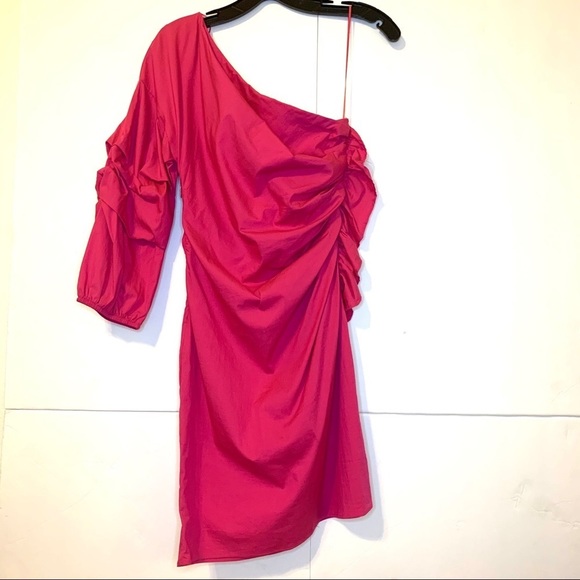 Socialite One Shoulder Ruffle Ruched Mini Dress - Picture 2 of 9